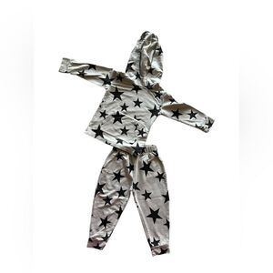 Sweet Bamboo Hooded Jogger Set, Gray and Black Stars
